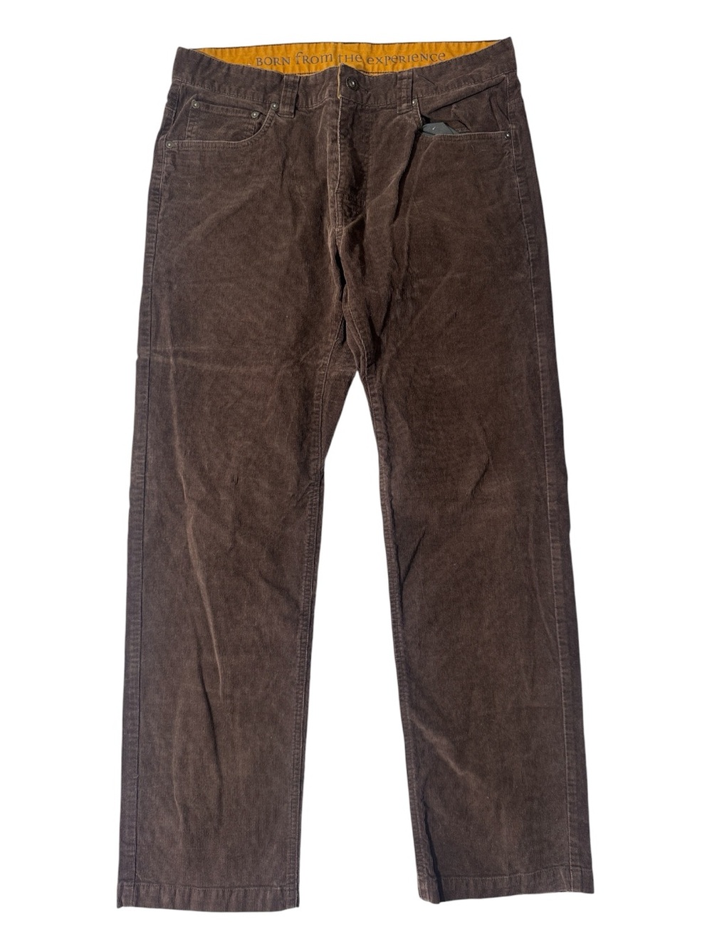 Prana mens 34x32 straight leg brown corduroy outdoor pants EUC